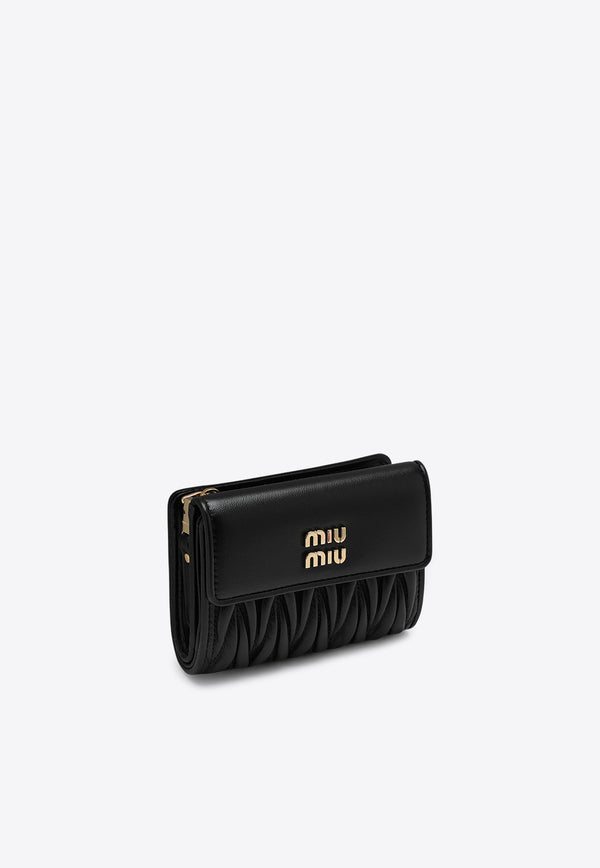 Miu Miu Small Matelassé Leather Logo Wallet Black 5ML0022FPP/P_MIU-F0002