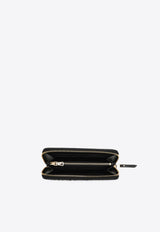 Miu Miu Logo Lettering Zip-Around Wallet in Quilted Leather Black 5ML5062FPP/P_MIU-F0002