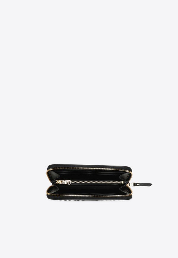 Miu Miu Logo Lettering Zip-Around Wallet in Quilted Leather Black 5ML5062FPP/P_MIU-F0002