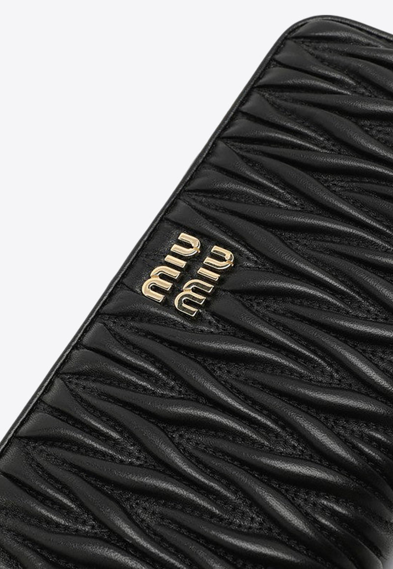 Miu Miu Logo Lettering Zip-Around Wallet in Quilted Leather Black 5ML5062FPP/P_MIU-F0002