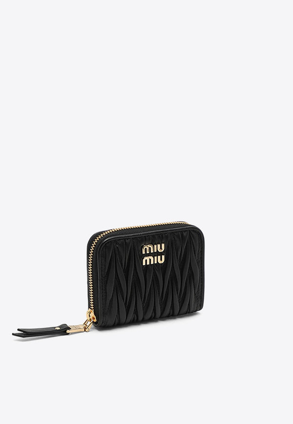 Miu Miu Zip-around Quilted Leather Wallet Black 5MM2682FPP/N_MIU-F0002