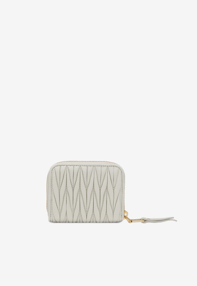 Miu Miu Matelassé Nappa Leather Zip-Around Wallet White 5MM2682FPP/N_MIU-F0009