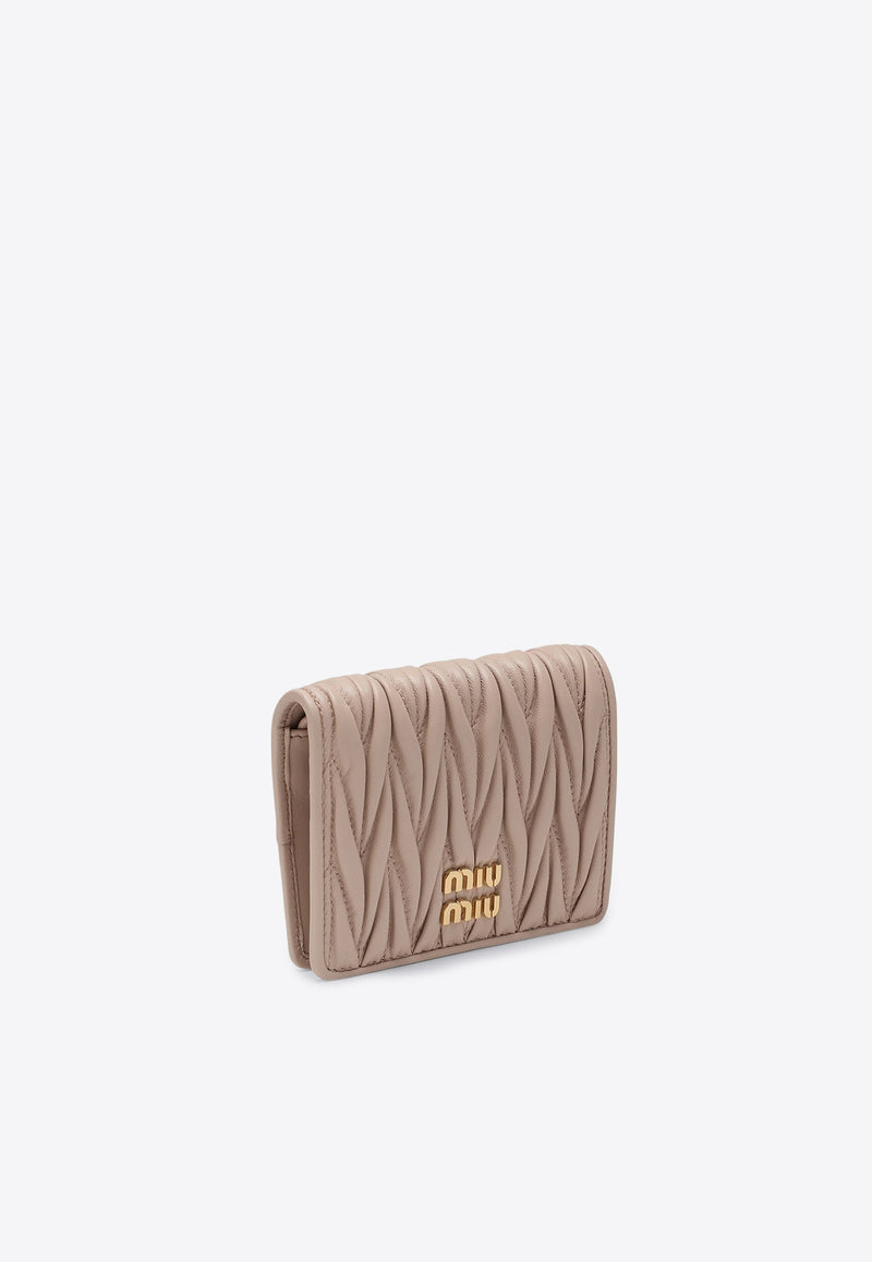 Miu Miu Logo Plaque Matelassé Leather Wallet Powder 5MV2042FPP/P_MIU-F0236