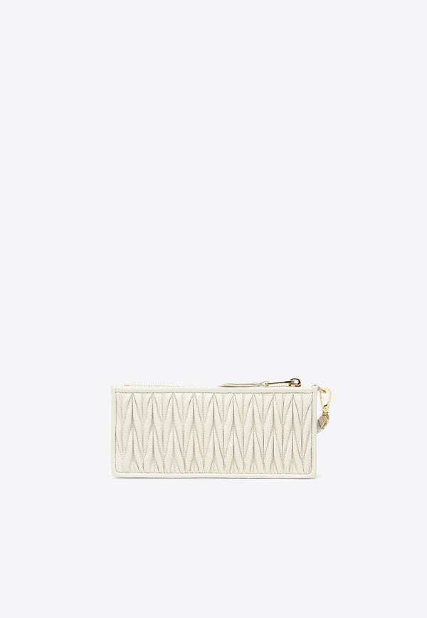 Miu Miu Logo Plaque Quilted Leather Pouch White 5NE8452FPP/N_MIU-F0009