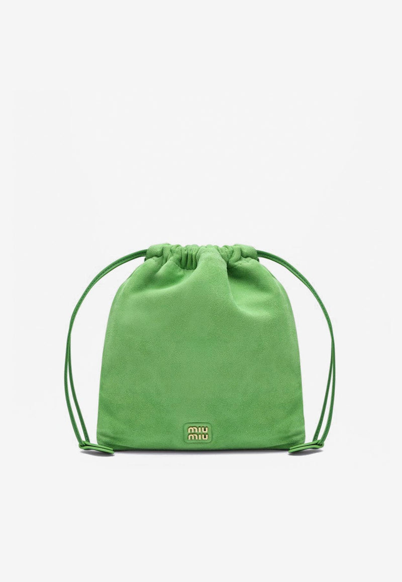 Miu Miu Logo Lettering Suede Pouch Green 5NG0102CTA/P_MIU-F0225