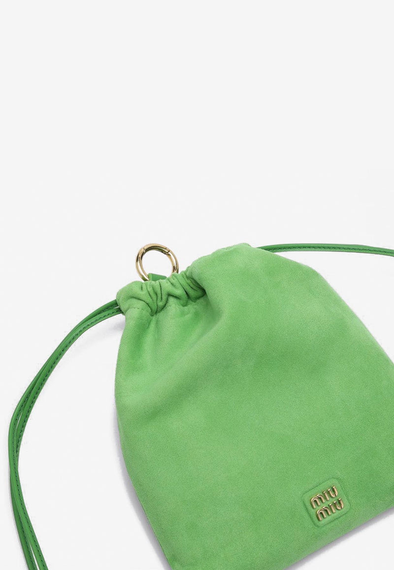 Miu Miu Logo Lettering Suede Pouch Green 5NG0102CTA/P_MIU-F0225