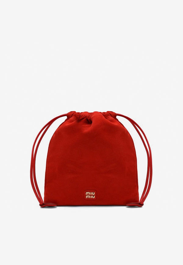 Miu Miu Logo Lettering Suede Pouch Red 5NG0102CTA/P_MIU-F0D17