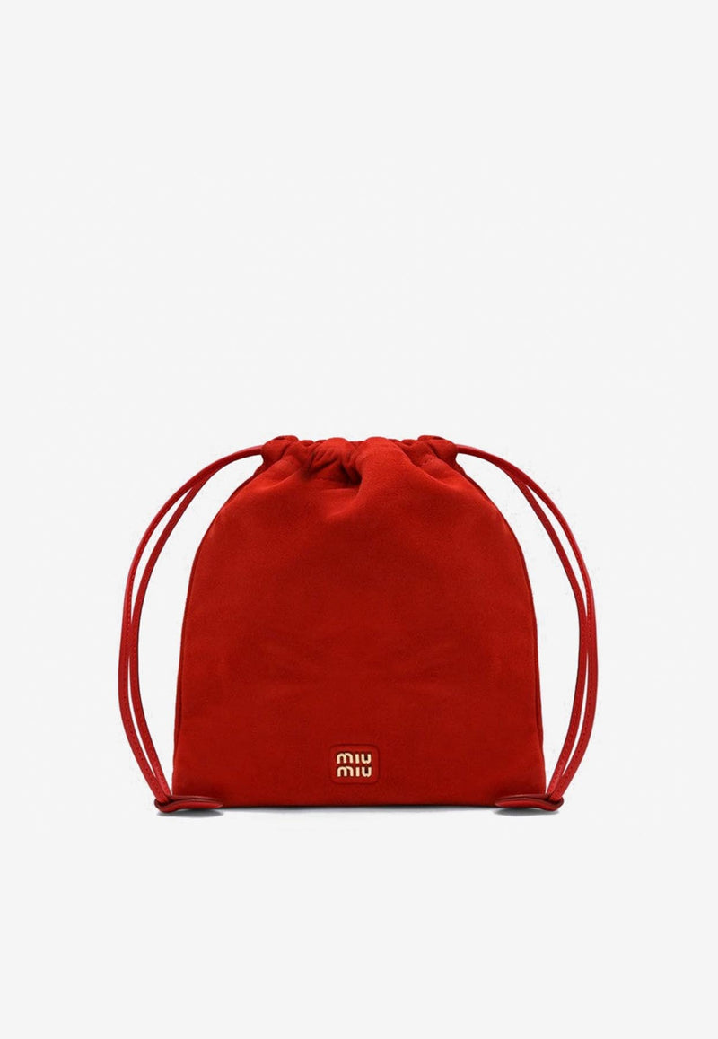 Miu Miu Logo Lettering Suede Pouch Red 5NG0102CTA/P_MIU-F0D17