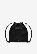 Miu Miu Duchesse Logo Drawstring Pouch Bag Black 5NG0102CTB/P_MIU-F0002