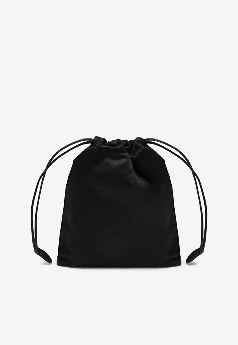 Miu Miu Duchesse Logo Drawstring Pouch Bag Black 5NG0102CTB/P_MIU-F0002