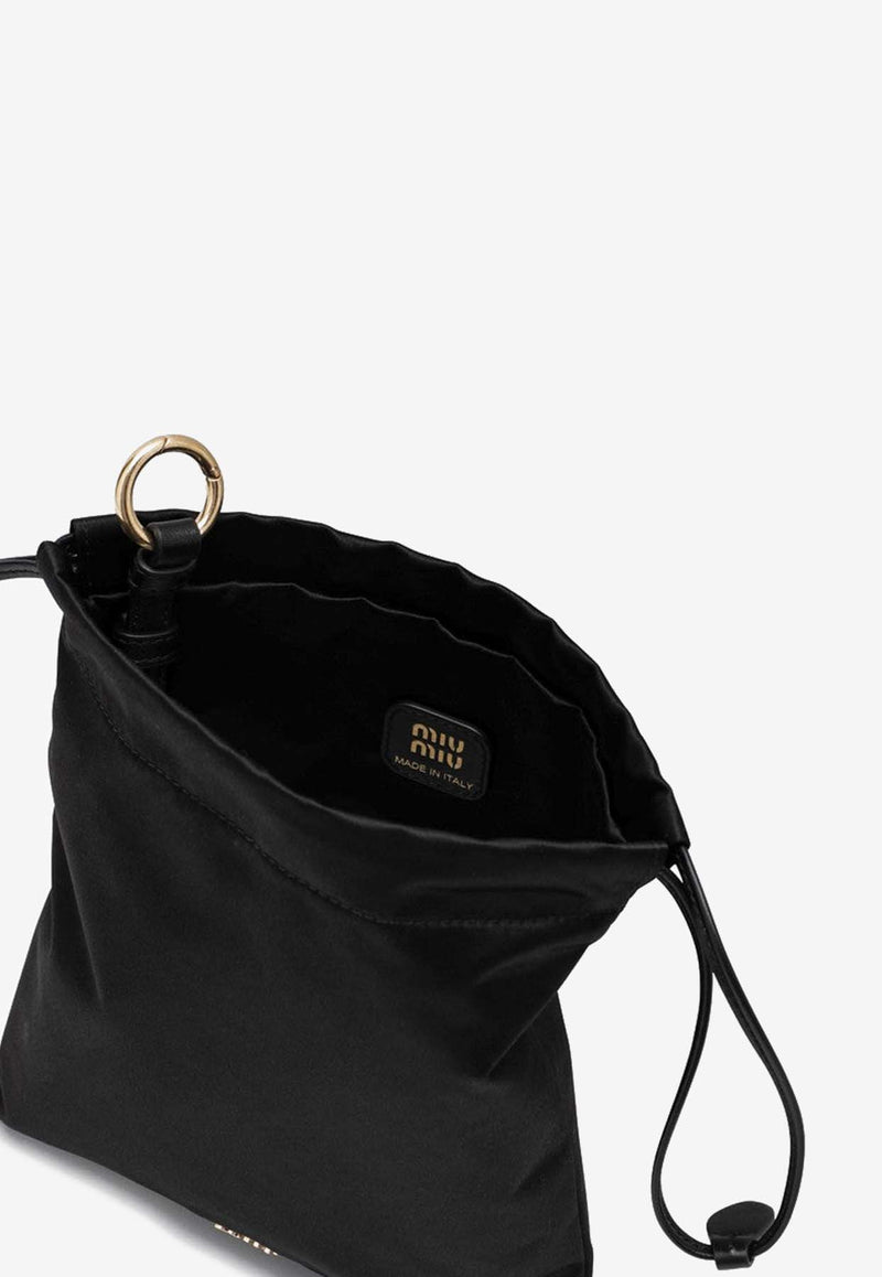 Miu Miu Duchesse Logo Drawstring Pouch Bag Black 5NG0102CTB/P_MIU-F0002