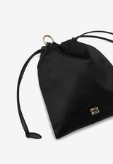 Miu Miu Duchesse Logo Drawstring Pouch Bag Black 5NG0102CTB/P_MIU-F0002