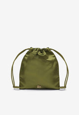 Miu Miu Duchesse Logo Drawstring Pouch Bag Green 5NG0102CTB/P_MIU-F077G