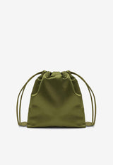 Miu Miu Duchesse Logo Drawstring Pouch Bag Green 5NG0102CTB/P_MIU-F077G