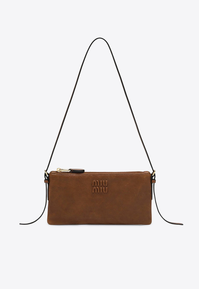 Miu Miu Mini Logo Embossed Leather Shoulder Bag Brown 5NI007AEFX/R_MIU-F0316