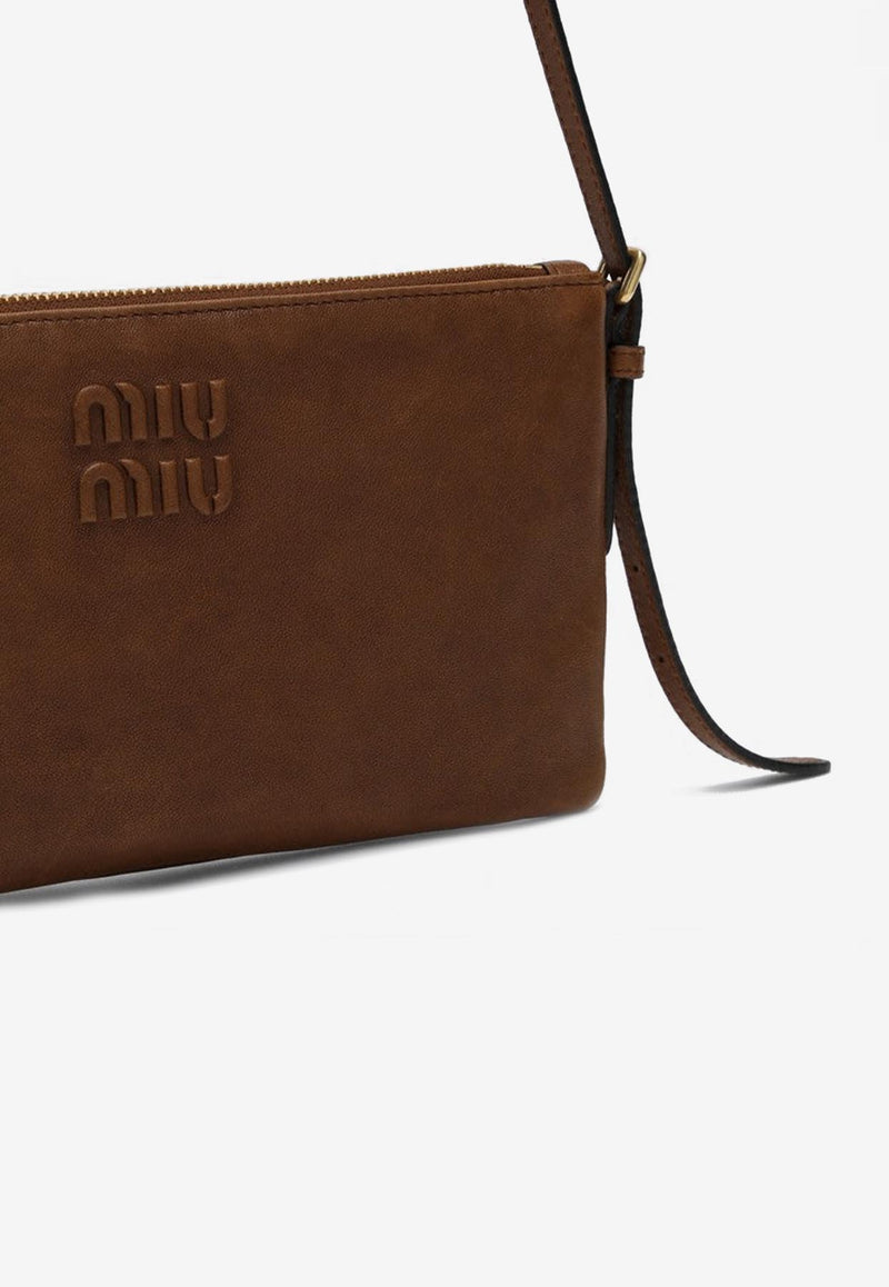 Miu Miu Nappa Leather Logo Shoulder Bag Brown 5NI007EFX/P_MIU-F0316