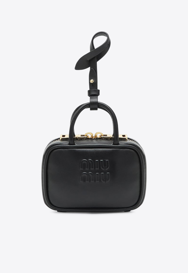 Miu Miu Micro Beau Leather Top Handle Bag Charm Black 5NR036AF8W/R_MIU-F0002