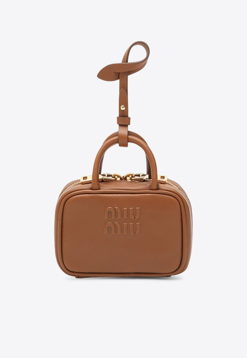 Miu Miu Micro Beau Leather Top Handle Bag Charm Brown 5NR036AF8W/R_MIU-F0046
