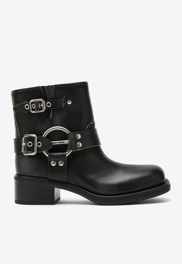 Miu Miu Vintage Leather Ankle Boots Black 5T953D0503F33/O_MIU-F0002