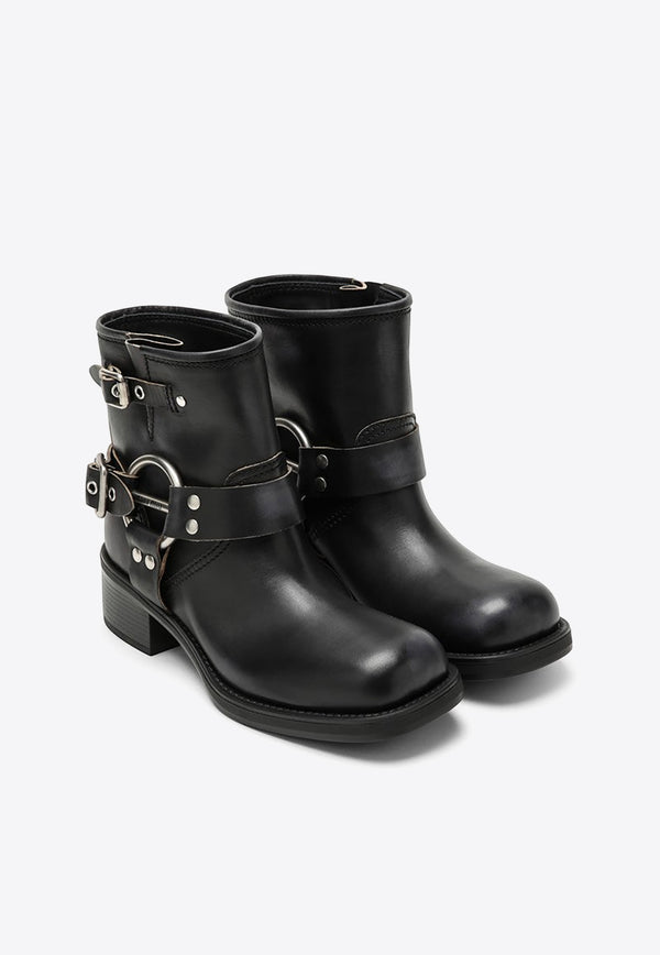 Miu Miu Vintage Leather Ankle Boots Black 5T953D0503F33/O_MIU-F0002