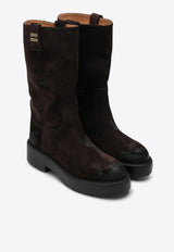 Miu Miu Mid-Calf Suede Boots Brown 5U270E0550B2/P_MIU-F0003