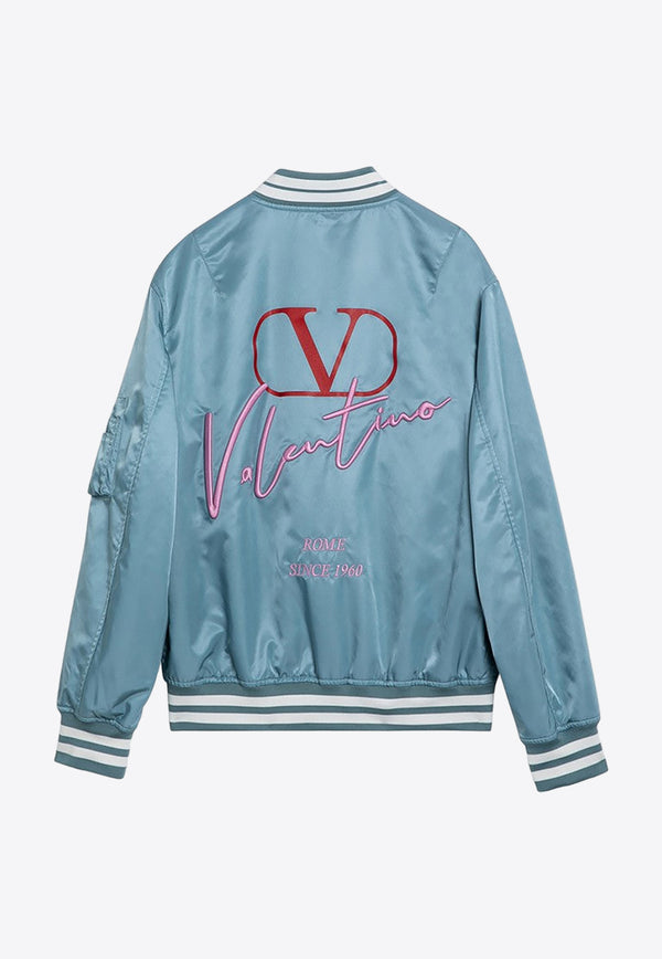 Valentino Signature VLogo Print Bomber Jacket Light Blue 5V3CIF15AD9/P_VALE-S02