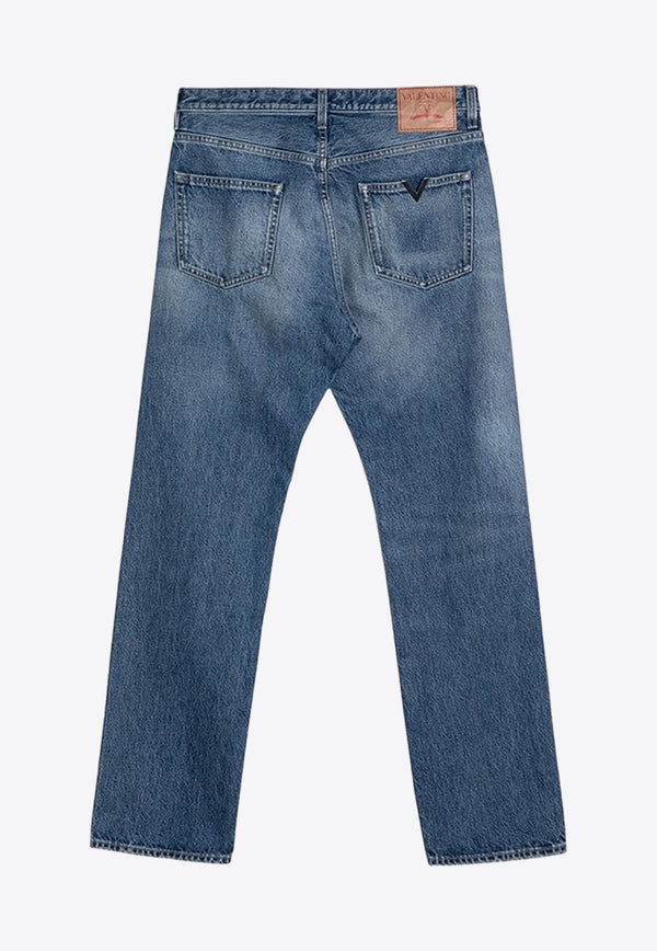 Valentino Straight-Leg Washed Jeans Blue 5V3DE03RAA6/P_VALE-558