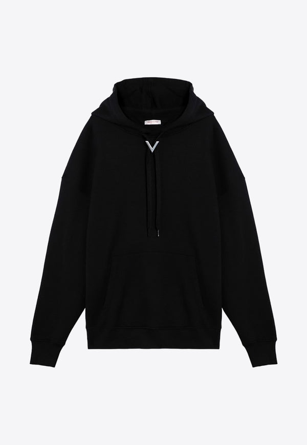 Valentino V Plaque Hooded Sweatshirt Black 5V3MF25RADJ/P_VALE-0NO