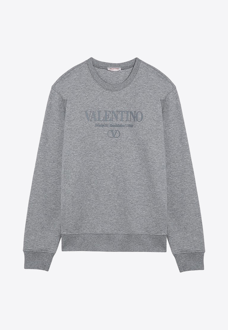 Valentino Logo Embroidered Sweatshirt Gray 5V3MF27PA7G/P_VALE-080