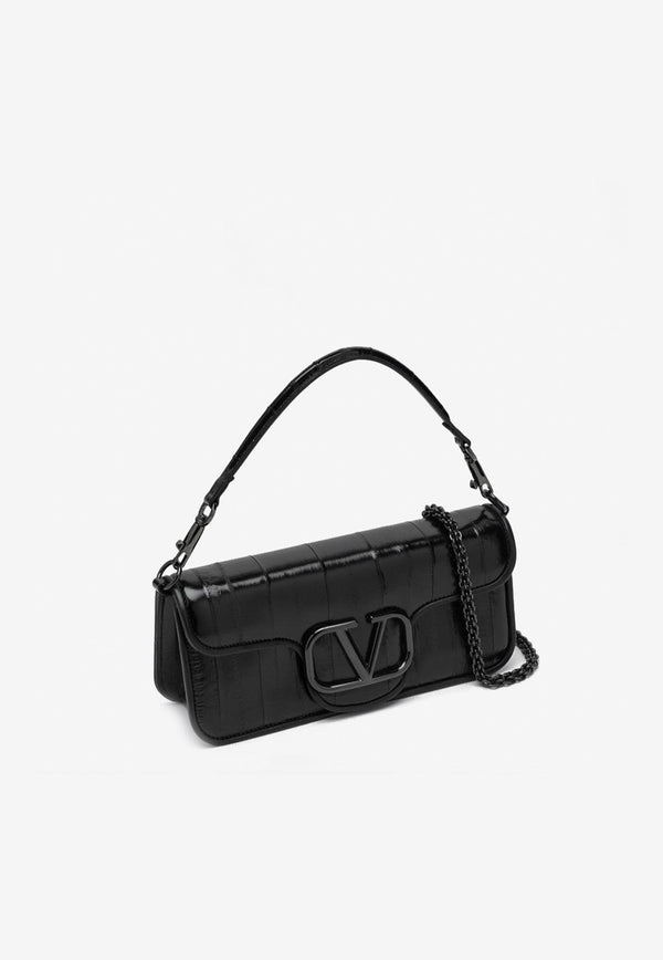 Valentino Loco VLogo Shoulder Bag in Eel Skin Leather Black 5W0B0K30DFC/P_VALE-0NO