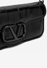 Valentino Loco VLogo Shoulder Bag in Eel Skin Leather Black 5W0B0K30DFC/P_VALE-0NO