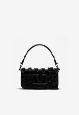 Valentino Small Loco Flower Applique Shoulder Bag Black 5W0B0K53CZP/P_VALE-0NO