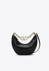 Valentino Small VLogo Moon Grained Leather Hobo Bag Black 5W0B0Q42JDK/P_VALE-0NO