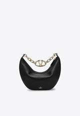 Valentino Small VLogo Moon Grained Leather Hobo Bag Black 5W0B0Q42JDK/P_VALE-0NO