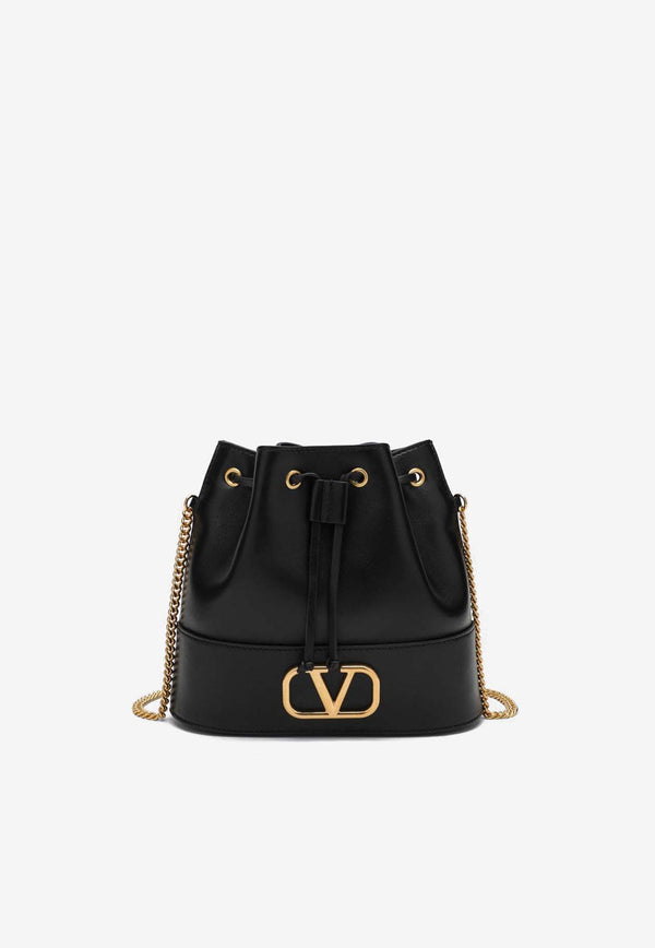 Valentino Mini VLogo Signature Leather Bucket Bag Black 5W0P0T83HPF/P_VALE-0NO