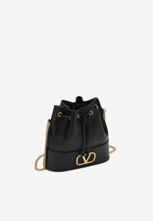 Valentino Mini VLogo Signature Leather Bucket Bag Black 5W0P0T83HPF/P_VALE-0NO