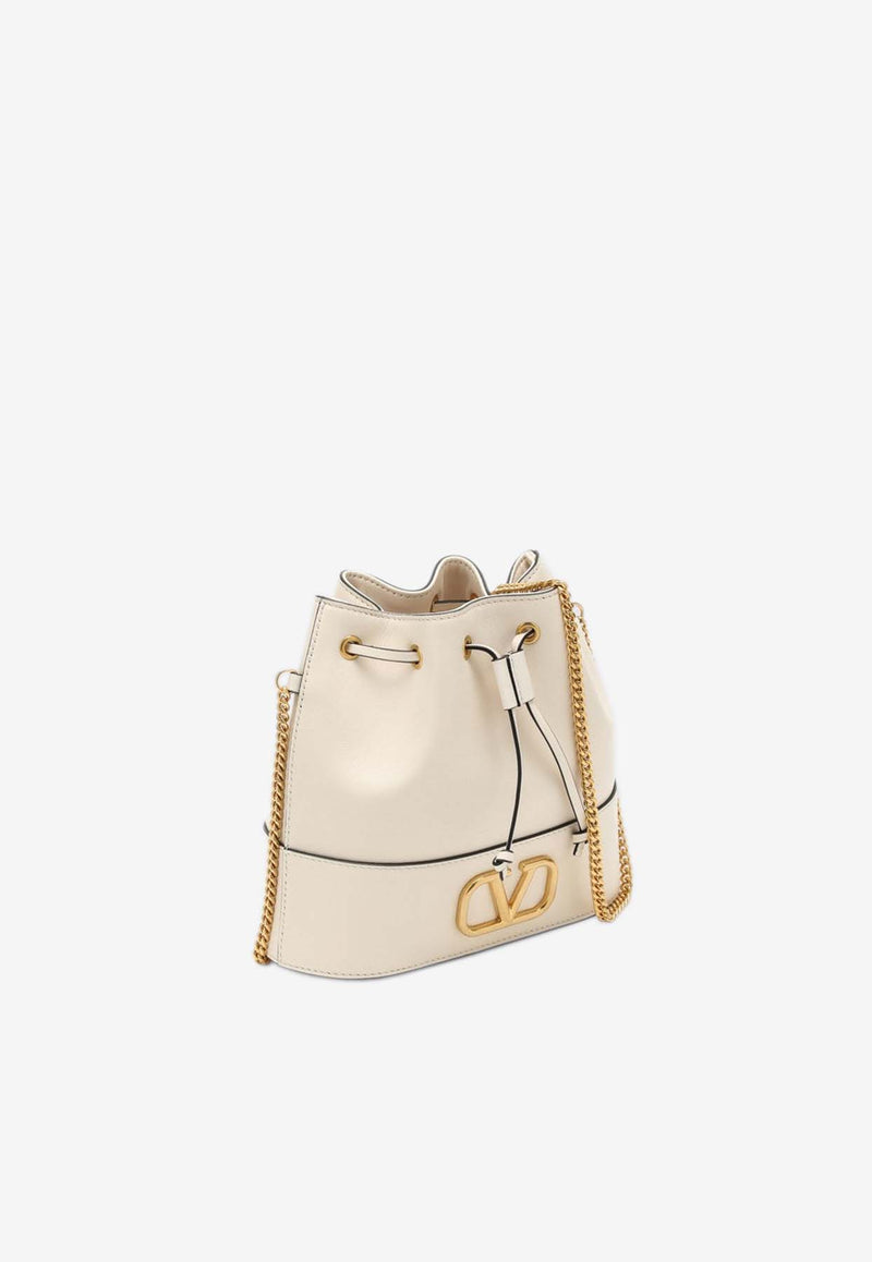 Valentino Mini VLogo Signature Leather Bucket Bag Ivory 5W0P0T83HPF/P_VALE-I16