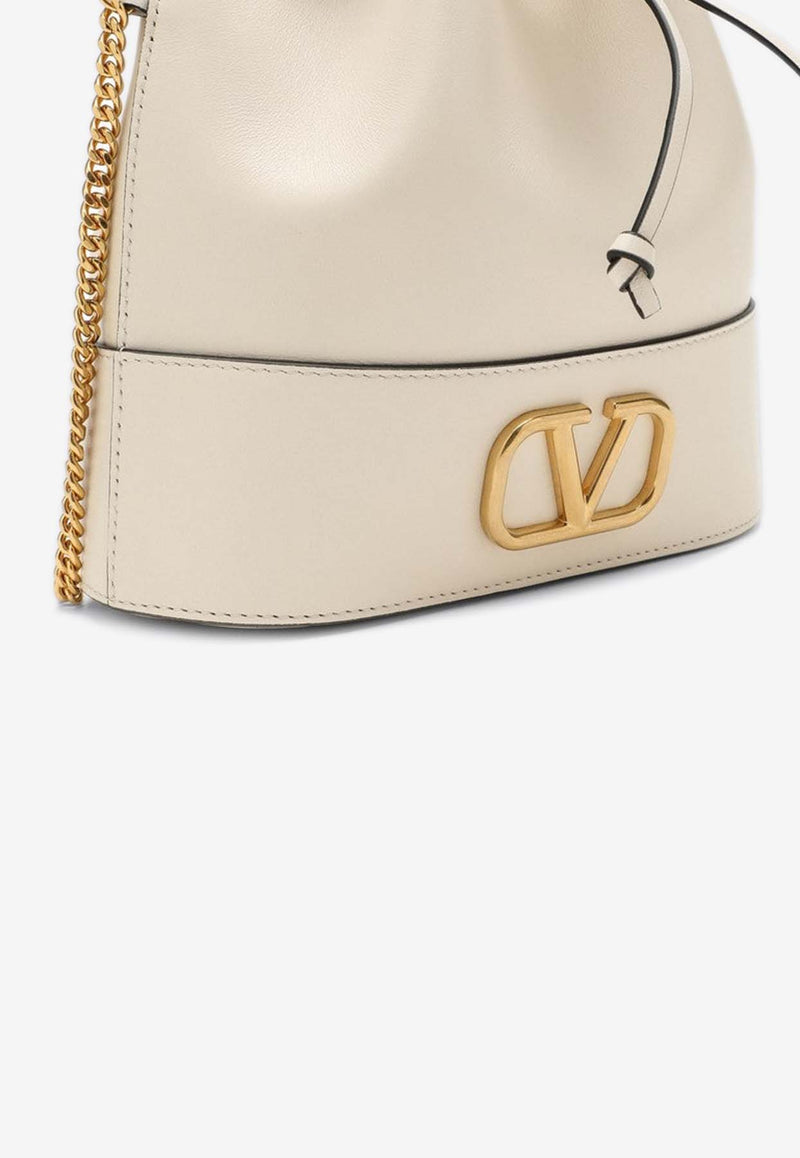 Valentino Mini VLogo Signature Leather Bucket Bag Ivory 5W0P0T83HPF/P_VALE-I16