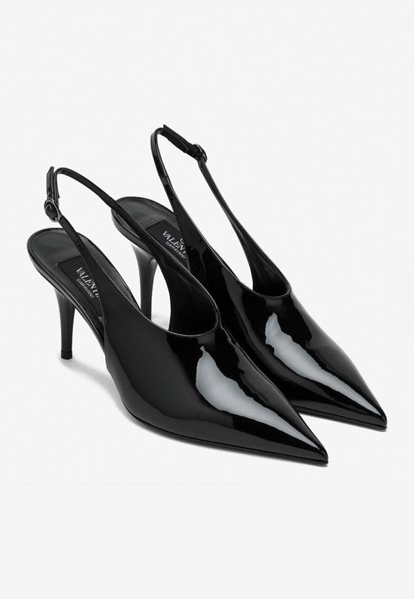 Valentino Le Salon 80 Patent Leather Slingback Pumps Black 5W0S0KT7VNE/P_VALE-0NO