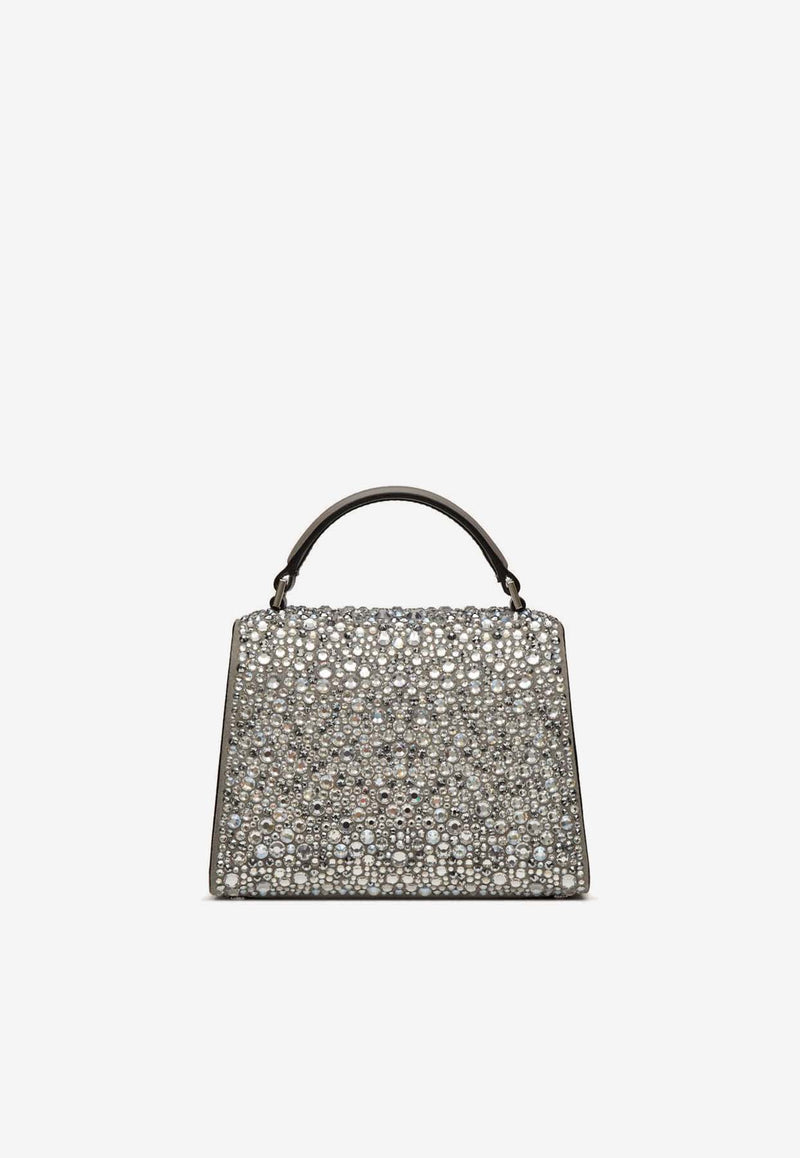 Valentino Mini VSLING Crystal Top Handle Bag Silver 5W2B0G97VFF 72A