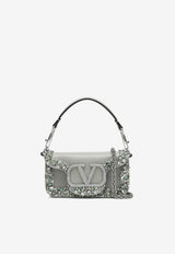 Valentino Small Loco Shoulder Bag with Swarovski Crystals Gray 5W2B0N86NKG/P_VALE-ZF7