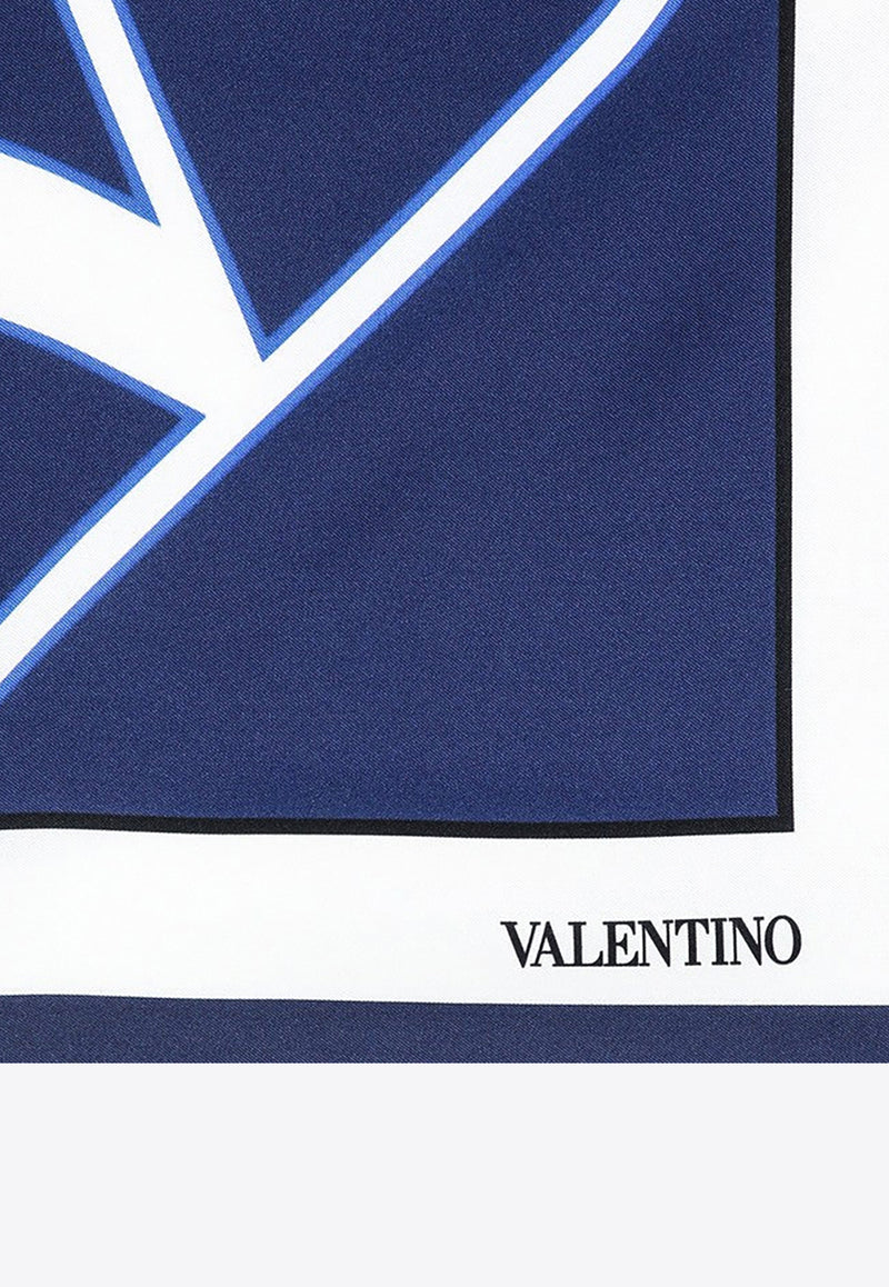 Valentino VLogo Print Square Silk Scarf Blue 5W2EI114SFC/P_VALE-CG6