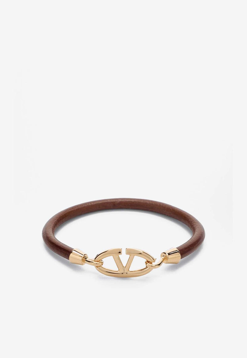 Valentino The Bold Edition VLogo Leather Bracelet Brown 5W2J0W34DJY/P_VALE-N58