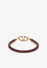 Valentino The Bold Edition VLogo Leather Bracelet Brown 5W2J0W34DJY/P_VALE-N58