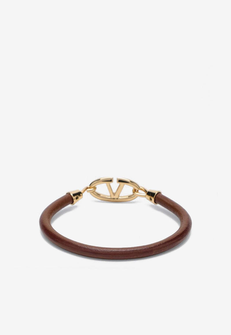 Valentino The Bold Edition VLogo Leather Bracelet Brown 5W2J0W34DJY/P_VALE-N58