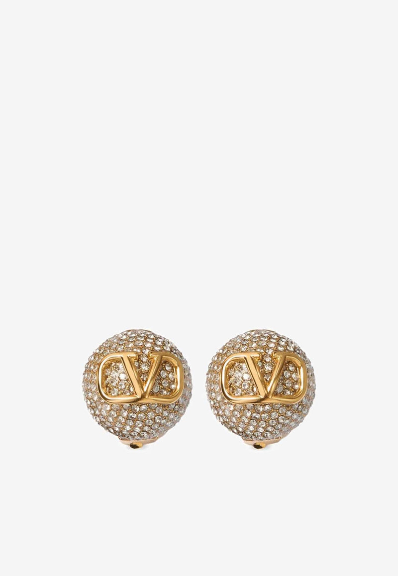 Valentino Crystal VLogo Clip-On Earrings Gold 5W2J0W65YCW MH5