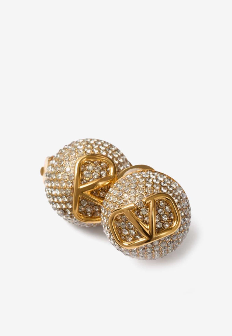 Valentino Crystal VLogo Clip-On Earrings Gold 5W2J0W65YCW MH5