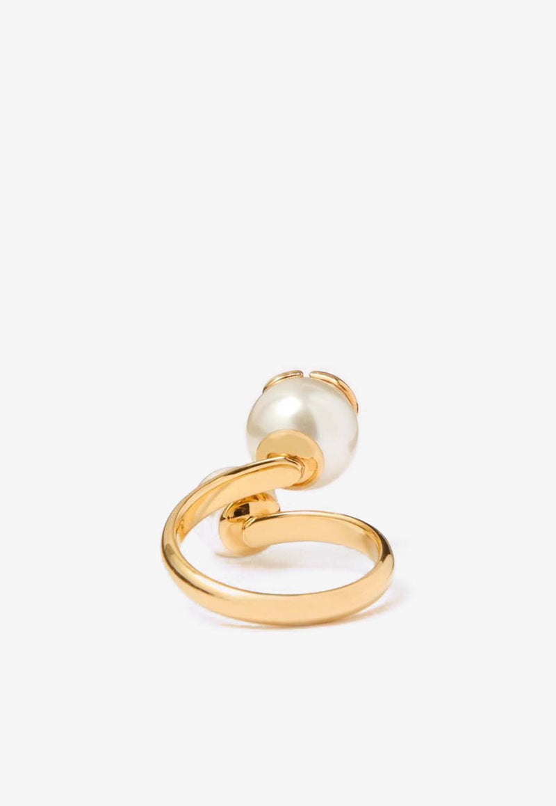 Valentino VLogo Pearl Ring Gold 5W2J0W79UXM 0O3