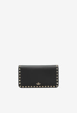 Valentino Rockstud Grained Leather Chain Clutch Black 5W2P0S61VSH/P_VALE-0NO