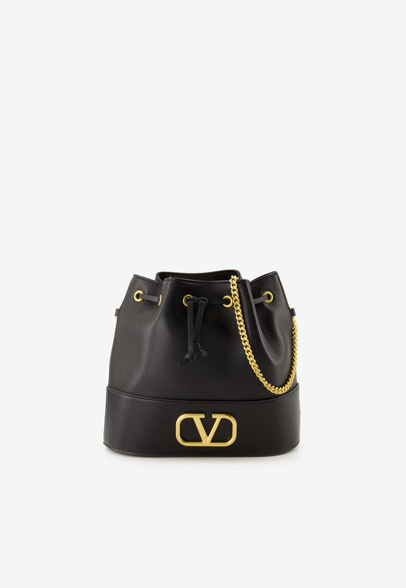 Valentino Mini VLogo Signature Leather Bucket Bag Black 5W2P0T83HPF 0NO